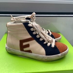 Sam Edelman Kids High-Top Sneakers - Cream, Navy, and Brown